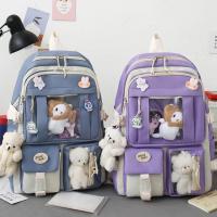 Mochila Kawaii Para Mujer 5pcs Estilo Coreano Lindo Para Estudiantes Niñas Sets De Mochilas Escolares De Lona Con Cierre De Cremallera - details 16