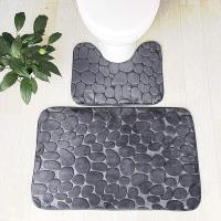 Juego de 2 alfombrillas de baño antideslizantes Alfombrillas de pedestal de baño suaves Inodoro absorbente en forma de U con WC Lavable a máquina Gris - details 1