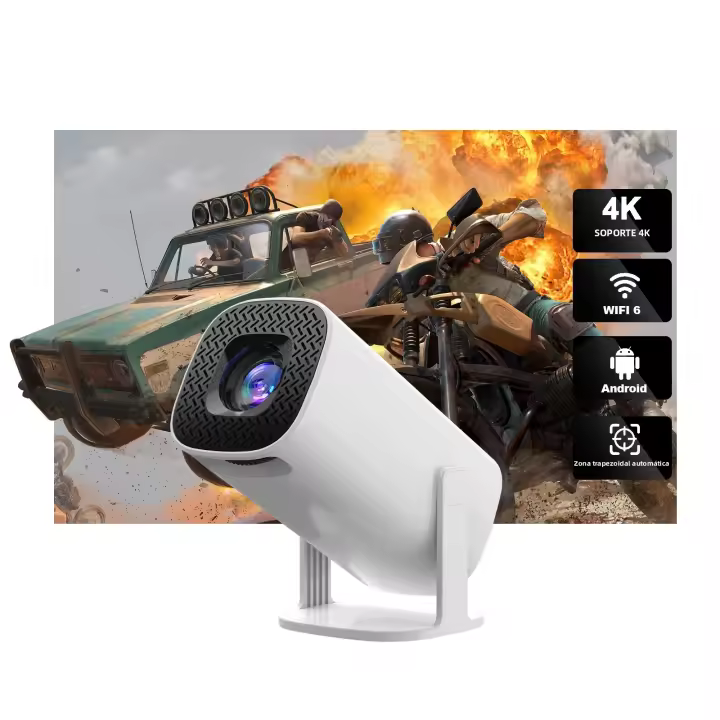 Proyector Digital Android 11 WiFi 6 Bluetooth P30 Mini Portátil Para Exteriores Y Hogar Cine Teatro Video Resolución 1280x720 LED Auto Corrección De Distorsión Pantalla 40-120 Pulgadas - 1