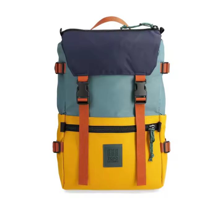 Mochila Azul y Amarilla Topo Designs Rover Pack Classic Sea Pine Mustard - 1