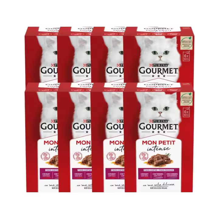 GOURMET - Mon Petit (48x50 gr) - Selección de Carnes (Buey, Ternera y Cordero) (8 Cajas de 6x50 gr) - 1