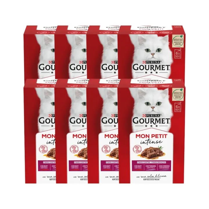 GOURMET - Mon Petit (48x50 gr) - Selección de Carnes (Buey, Ternera y Cordero) (8 Cajas de 6x50 gr) - 1