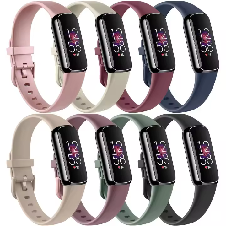 8 Pack Bands Compatible with Fitbit Luxe Bands for Women Men, Soft Silicone Wristband Replacement Strap for Fitbit Luxe Fitness and Wellness Tracker - 1