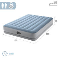 Colchón hinchable Dura Beam Comfort Queen INTEX doble 152x203x36cm, Con bomba eléctrica USB integrada, inflado automático, Peso máx. 272kg, Material flocado más PVC laminado - details 3