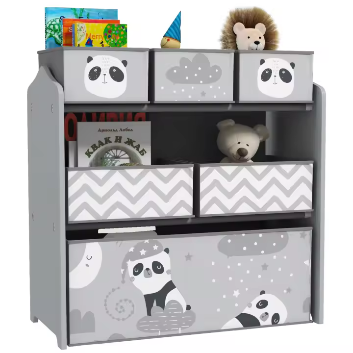 ZONEKIZ Estantería para Juguetes con 6 Cajas de Tela no Tejida Extraíbles Organizador de Juguetes para Niños de 3-8 Años para Dormitorio Guardería 63x30x66 cm - 1