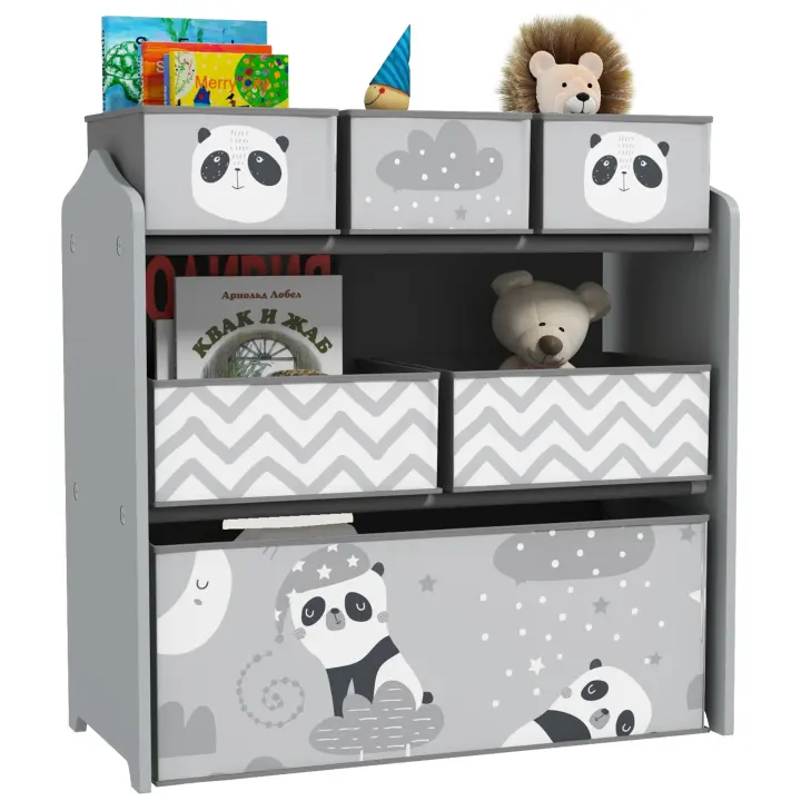 ZONEKIZ Estantería para Juguetes con 6 Cajas de Tela no Tejida Extraíbles Organizador de Juguetes para Niños de 3-8 Años para Dormitorio Guardería 63x30x66 cm - 1