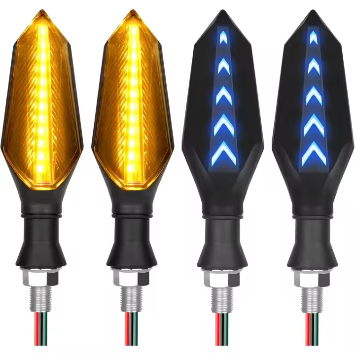 Luz de señal de giro LED para motocicleta, 4 bombillas LED universales, indicador intermitente impermeable, indicador LED de flujo continuo de 12 V - 1