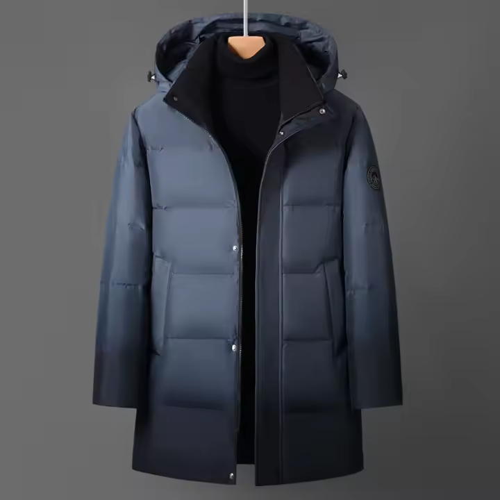 Chaqueta De Plumón De Pato Blanco Para Hombre Chaqueta De Invierno Con Capucha Largo Chaqueta De Plumón De Alta Calidad Tipo De Cierre De Cremallera Estilo Casual - 1