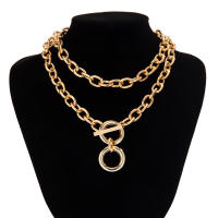 Collar Gargantilla Lacteo Para Mujer Con Cadena Gruesa Y Anillo OT-Clasp Pendiente Geométrico Joyería De Moda Para Bodas Y Fiestas - details 3