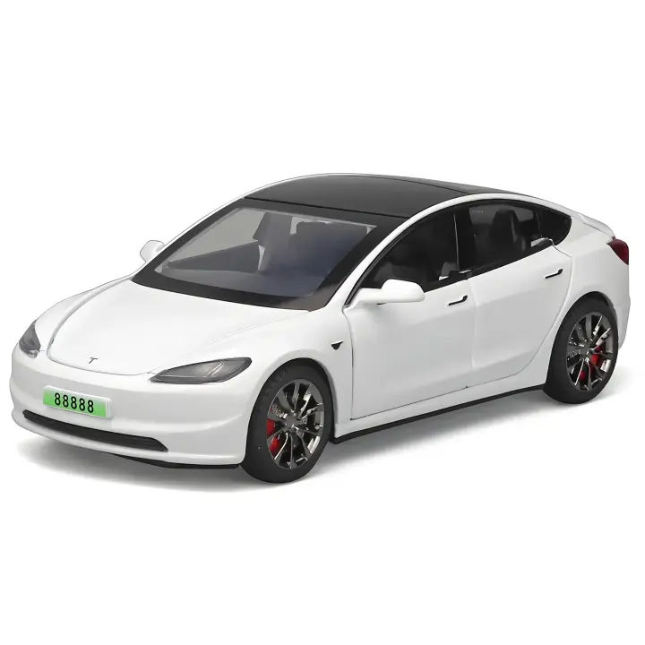Nueva 2024 Modelo 1:32 Para TESLA Model 3 Coche De Juguete De Aleación Con Sonido Y Luz Vehículo De Metal De Escala 1:32 Para Juegos De Niños - 1