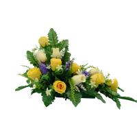 CENTRO FLORES ARTIFICIALES PARA EXTERIOR  IDEAL PARA TODOS LOS SANTOS CEMENTERIO CON JARDINERA CONTENEDOR MEDIDAS 55*50*15 - details 0