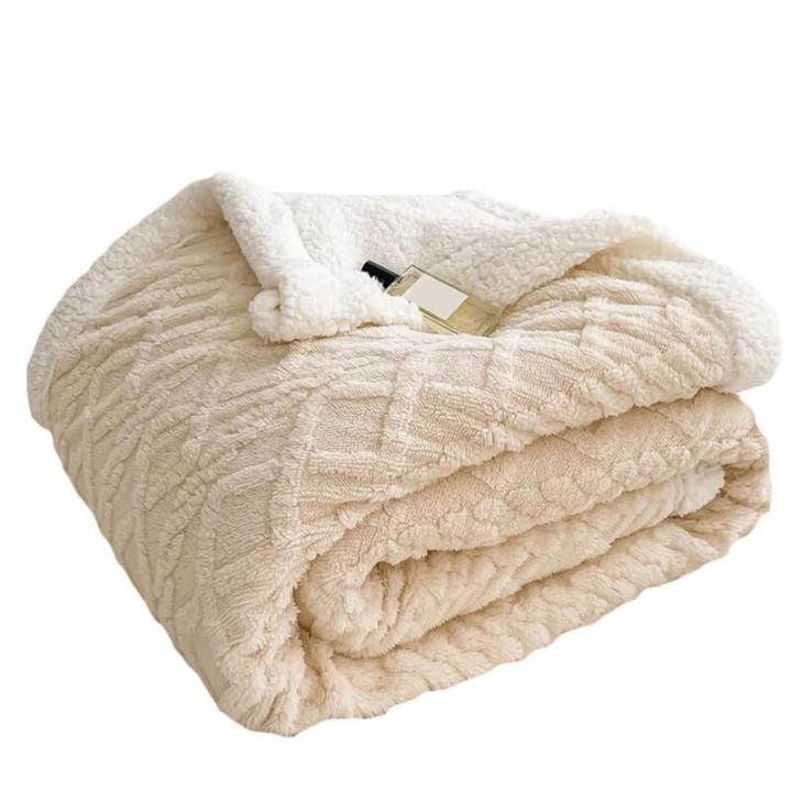 TK Manta De Lana Gruesa Doble Capa Para Invierno Manta De Cocoon Para Sofás Y Camas Cojín De Lana Manta De Cordero Para Niños Manta De Viaje Moderna Manta De Poliéster Térmica Antipelusa