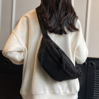 Bolsa De Cintura Para Mujer Nueva En Lona Estilo Coreano Portátil Con Cierre De Cremallera Bolsa De Hombro Y Pecho Deportiva Casual Unisex - details 3