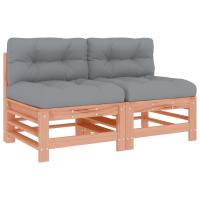 vidaXL Sofás centrales con cojines 2 uds madera maciza de pino Pino natural, Pino blanco, Pino gris Conjunto Terraza Muebles Jardín Exterior Juego de Muebles de jardín Mueble Jardín Exterior Muebles de Salon Exterior - details 5