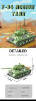 Bloques De Construcción Militar WW2 T-34 Tanque Medio Rusia Juguetes Educativos Para Niños Modelos De Soldados Y Ejército Sin Batería Originales De China - details 0