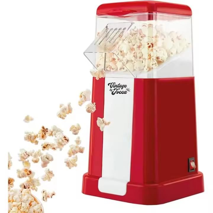 Jocca - Máquina de hacer Palomitas en 3 minutos - 1200W | Palomitero Eléctrico Vintage | Sin aceites o mantequilla | Incluye vaso medidor. - 1
