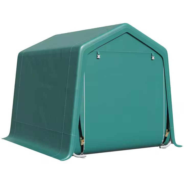 Outsunny Carpa de Jardín Exterior para Herramientas Bicicletas 2,4x2x2 m Cobertizo Exterior con 2 Puertas con Cremallera Impermeable Anti-UV Carpa para Jardín Verde - 1