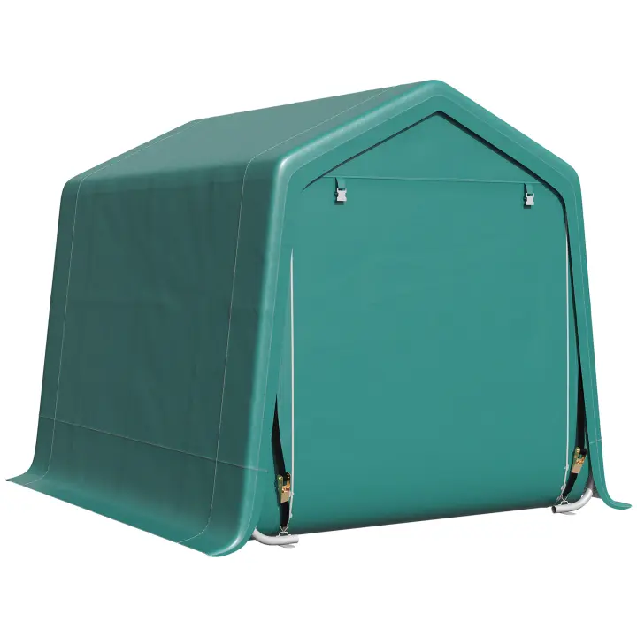 Outsunny Carpa de Jardín Exterior para Herramientas Bicicletas 2,4x2x2 m Cobertizo Exterior con 2 Puertas con Cremallera Impermeable Anti-UV Carpa para Jardín Verde - 1