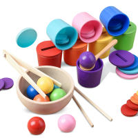 Juguete Montessori De Madera Juego De Colores Y Alineación Con Bolas Arcoíris En Copas Educación Temprana Para Niños De Preescolar Edad 3+ - details 0