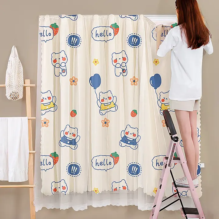 Cortinas Adhesivas De Encaje Negro Con Estampado 1 Pieza Instalación Fácil Sin Agujeros Adecuadas Para Dormitorio Y Sala De Estar - 1
