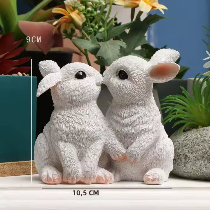 Adorno De Pareja De Conejos Besar En Jardín Y Accesorios Del Paseo 1 Pieza De Resina Tema Animal Para Decoración Del Jardín - 1