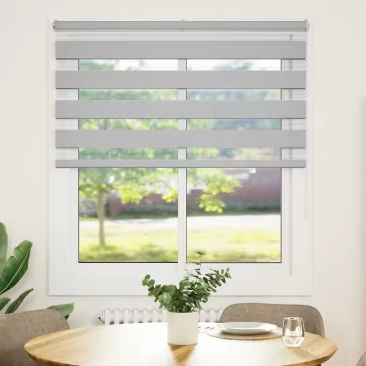 Estor cebra gris claro 130x100cm tejido ancho 125,9cm poliéster - 1