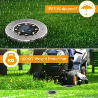 Luces solares para exterior, 8 unidades, 8 LED, luz de suelo para jardín, 3500 K, blanco cálido, impermeables, IP65, foco solar empotrable para césped, para caminos, patios y subterráneos. - details 0