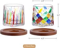 Hand Painted Crystal Whisky Glasses Set of 2-270ml Rotatable Rocking Glasses with Wooden Coaster - Tilted Bar Whiskey Tumbler for Rum, Bourbon - details 4