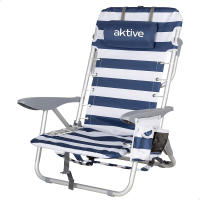 Aktive - Silla de playa plegable con respaldo reclinable 4 posiciones, 50x45x76 cm, fabricada de aluminio y poliéster, con cojín, bolsillo lateral y mochila, máx. 110 kg, sillas de playa, sillas plegables, accesorios verano - details 0