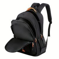 Mochila de viaje para hombre de gran capacidad, nailon resistente, correas de hombro ajustables, múltiples compartimentos, ideal para negocios y escuela, color negro. - details 10