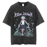 Camiseta De Algodón Para Hombre Y Mujer Vintage Lavada Con Impresión De Anime Estilo Gótico Oversized Para El Verano Camiseta De Manga Corta Hip Hop - details 1