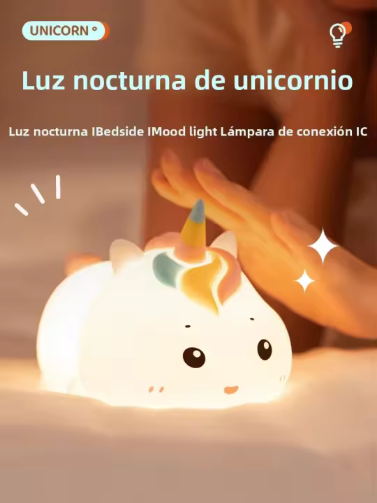 Lámpara Nocturna Recargable USB Unicornio Iluminación LED Para Habitación Decoración Luz Nocturna Infantil Con Control Remoto - 1