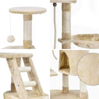 COTTECOTA- Árbol para Gato Torre de Escalada 120cm Gris Azulado y Beige Estable Rascador con Nidos, Hamaca, Plataformas, Juguete para Gatos, Poste De Rascar De Sisal Natural 0157 - details 3
