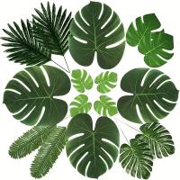 74 Packs De Hojas De Palma Artificiales De 10 Tipos Con Tallos Decoraciones Tropicales Doradas Para Fiesta Hawaiian Luau - details 3