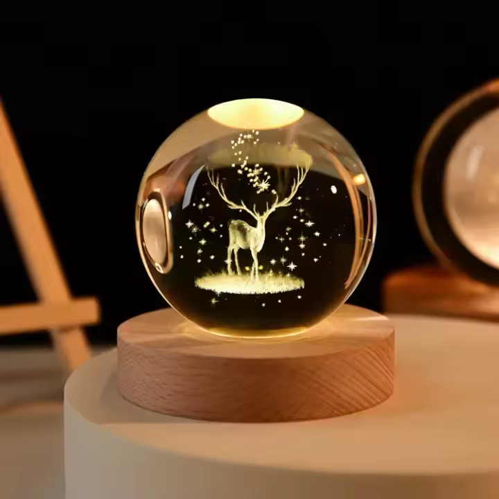 Lámpara De Noche De Cristal 3D De 6cm Planetario Solar Sistematizador Grabado Por Láser Decoración Para Escritorio Regalo De Cumpleaños Astronomía - 1