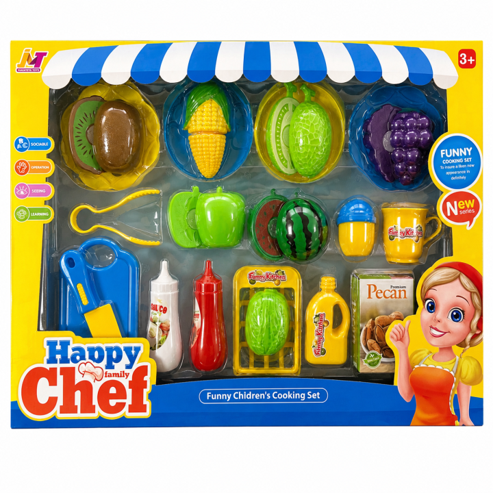 Juego de Comida de Juguete para Niños, Set de Frutas y Verduras para Cortar con Accesorios de Cocina, Juguete Educativo de Cocina para Juego de Rol, Regalo para Niños y Niñas 3+ Años，PapaNoel Toys