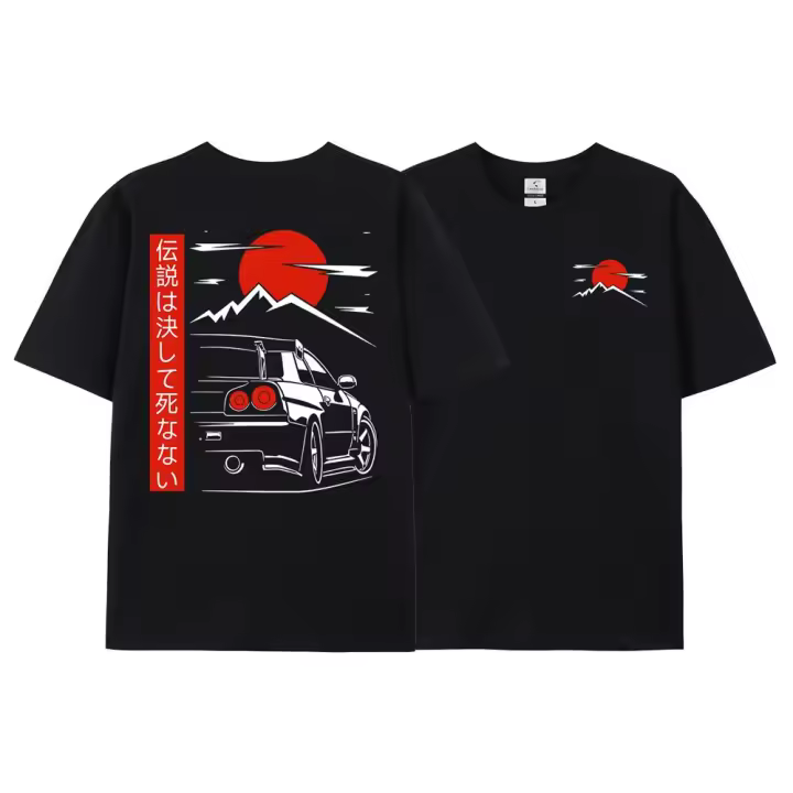 Camiseta De Manga Corta Para Hombre Estilo Japonés GTR Racing Street Wear Original Diseño Oversize 100% Algodón Tees Casual - 1