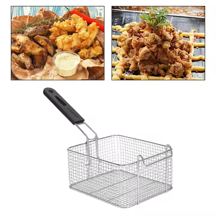 Cesta De Freir De Acero Inoxidable With Mango Para Barbacoa Pattas Fritas De Cebolla Multiproyecto Para Casa Y Café - 1