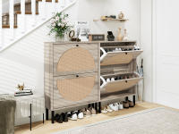 Zapatero vintage gris con dos Puertas, Puerta semicircular intercambiable trasera y surface de Trinquete, longitudinal 60 cm con panel posterior, ajustado para Escenas Como entradas. - details 1