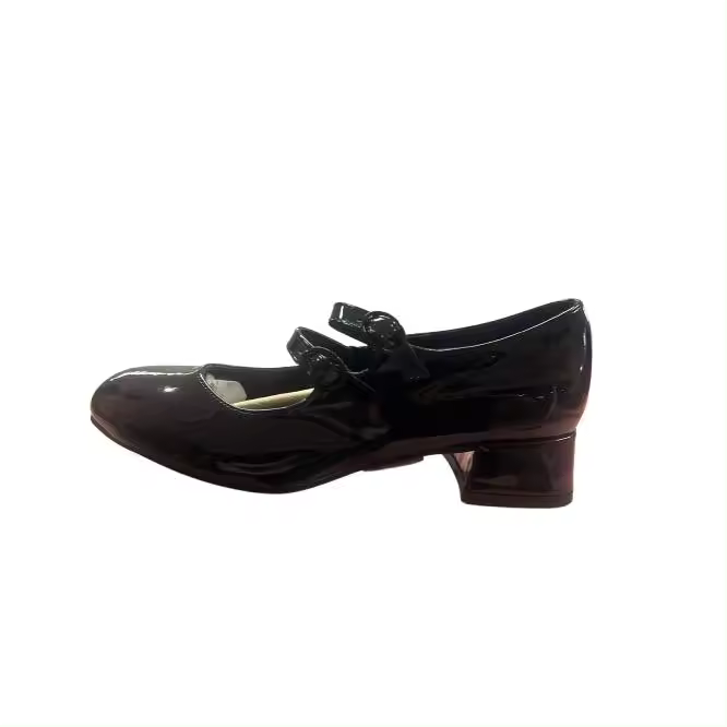 Mº353 NEGRO MERCEDITAS CON DOS HEBILLAS  CON TACON MEDIANO ZAPATO MUY COMODO DE MUJER ECHO EN POLIPIEL - 1