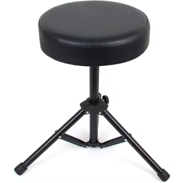 ROCKSTAR MUSIC - Taburete Sillín de Bateria Electrónica DSF01 Banqueta con Asiento Acolchado Negro Plegable para Guitarra Teclado Piano Adultos y Jóvenes - 1