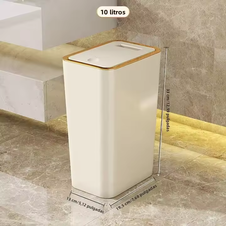 Basurero Slim De 10/12L Para Cocina Baño Y Dormitorio Cubierta Nordic Impermeable Con Tapa De Un Toque Gran Capacidad Ecológico - 1