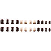 Kit De Uñas Postizas De Presión Para Mujeres Y Niñas 24 Piezas Juego De Uñas Postizas Cortas Cuadradas Con Diseño De Flores Geométricas Y Brillo Moda Oficina - details 5