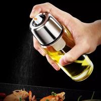 Pulverizador de aceite de vidrio con bomba, capacidad 180 ml, rellenable, libre de BPA, apto para freidoras de aire, apto para todo tipo de líquidos. - details 0