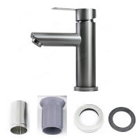 Grifo De Baño Acero Inoxidable Mezclador De Agua Caliente Y Fría Accesorios De Baño Grifo De Lavabo Instalación Montada En La Superficie Cerámica Para Válvula Material Metálico - details 0