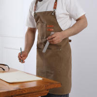 Bata De Trabajo De Lona Gruesa Para Cocina Café Peluquería Carpintero Trabajador De Jardín Con Correa De Denim Y Algodón - details 1