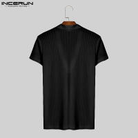 Camiseta De Pecho Redondo Con Estampado Rayado Para Hombre INCERUN Moda Casual Verano Manga Corta Tallas S-5XL Ropa De Calle - details 4