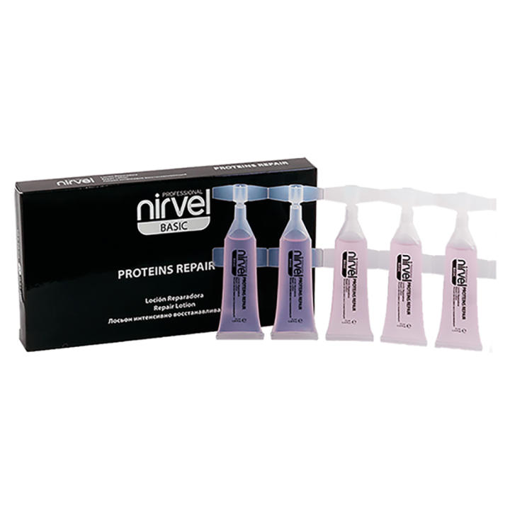 Nirvel Proteins Repair Ampollas 10x10mL | Loción Reparadora para Cabello Seco y Dañado