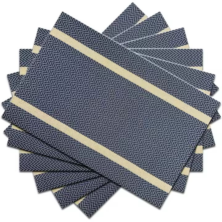 Juego de 6 manteles individuales, manteles individuales elegantes de color azul oscuro, manteles individuales de lujo antideslizantes lavables para decoración del hogar/comedor, 30 x 45 cm - 1