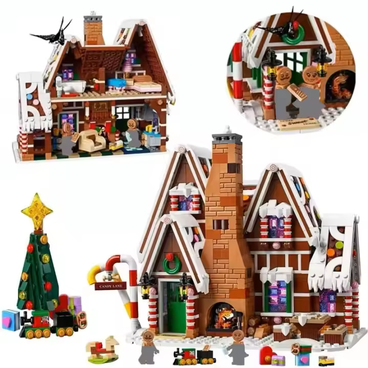 Kit De Construcción De Bloques De Luz De Paisaje Con Casa De Mantequilla De Pimienta Y Santa Claus Para El Village Navideño Juguetes De Montaje Para Niños - 1